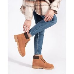Original Walkman Shoes Camelowe Traperki Ze Skóry brązowe. Brązowe śniegowce i trapery damskie ze skóry. Za 141.46 zł.