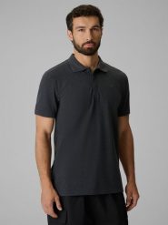 4F Koszulka polo regular męska - szara M. Szare koszulki polo męskie 4f, m, bez wzorów, z bawełny, klasyczne, bez ramiączek. Za 129.99 zł.