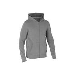 Bluza na zamek z kapturem Gym & Pilates męska. Szare bluzy męskie DOMYOS, l, bez wzorów, z bawełny, z kapturem. W wyprzedaży za 34.99 zł.