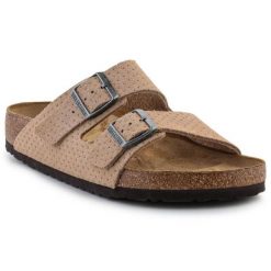 Klapki Birkenstock Arizona Bs M 1027075 beżowy. Brązowe klapki męskie z materiału, klasyczne. Za 692.72 zł.