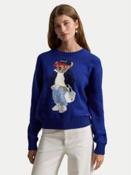 Polo Ralph Lauren Sweter 211A96238001 Niebieski Relaxed Fit. Niebieskie swetry damskie Polo Ralph Lauren, xxl, bez wzorów, z bawełny, bez kołnierzyka, bez ramiączek, bez kaptura. Za 2,698.99 zł.