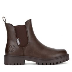 Sztyblety Beverly Hills Polo Club. Brązowe botki damskie Beverly Hills Polo Club, bez obcasa, na płaskiej podeszwie, bez zapięcia. Za 229.99 zł.