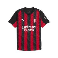 Męska autentyczna koszulka domowa AC Milan 25/26 PUMA For All Time Red Black. Czarne koszulki sportowe męskie Puma, m, bez wzorów, bez kołnierzyka, bez ramiączek, do piłki nożnej. Za 649.00 zł.