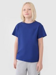 4F T-shirt oversize gładki chłopięcy - niebieski 164 (13-14 lat). Niebieskie t-shirty dla chłopców 4f, bez wzorów, z bawełny, bez ramiączek. Za 29.99 zł.