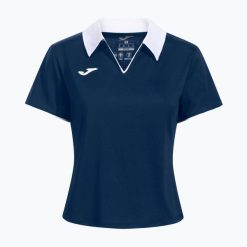 Koszulka polo tenisowa damska Joma Torneo Polo W. Niebieskie koszulki sportowe damskie Joma, l, bez wzorów, z elastanu, bez kołnierzyka, bez ramiączek, na fitness i siłownię. Za 109.99 zł.