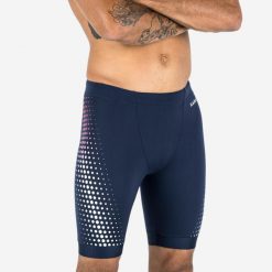 Spodenki pływackie Jammer męskie Nabaiji Fiti. Niebieskie kąpielówki męskie NABAIJI, m, bez wzorów, z elastanu, długie, na fitness i siłownię. Za 89.99 zł.