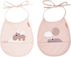 Śliniaki z kieszonką Happy Clouds pudrowy róż 2 szt. Czerwone śliniaki dla dzieci Done by deer, bez wzorów. Za 69.00 zł.