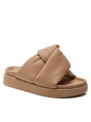 Inuikii Klapki Soft Crossed 70104-140 Beżowy. Brązowe klapki damskie Inuikii, bez wzorów, ze skóry, bez obcasa. Za 629.99 zł.