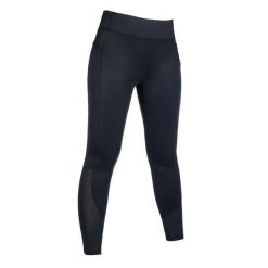 Dziewczęce legginsy jeździeckie z pełną przyczepnością HKM Harbour Island. Czarne legginsy dla dziewczynek HKM, bez wzorów, z lycry. Za 254.50 zł.