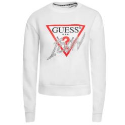 Damska Bluza Guess Biała z Kryształkami ICON. Białe bluzy damskie Guess, z aplikacjami, bez kaptura. Za 340.99 zł.