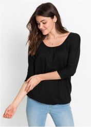 Bluzka oversize z mieszanki wiskozy. Niebieskie bluzki damskie bonprix, bez wzorów, z wiskozy, bez kołnierzyka, bez ramiączek. Za 67.99 zł.