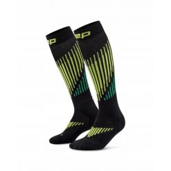 Długie skarpety kompresyjne dla kobiet z wełną Merino Core Run CEP. Czarne skarpety damskie CEP, bez wzorów, z elastanu. Za 199.00 zł.