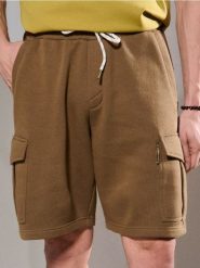 Szorty cargo - khaki. Brązowe szorty męskie Sinsay, l, bez wzorów. W wyprzedaży za 22.99 zł.