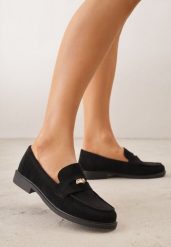 Czarne Mokasyny VICES z Wkładką ze Skóry Naturalnej i Metaliczną Aplikacją Nanora. Czarne mokasyny damskie Born2be, z jeansu, biznesowe. Za 89.99 zł.