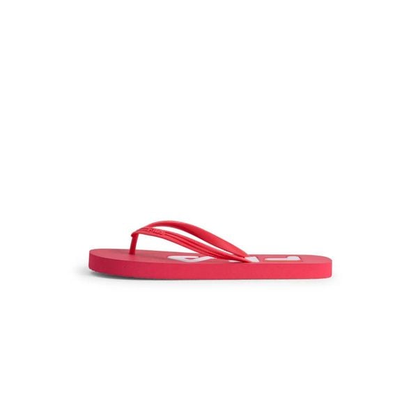Klapki damskie Fila Troy. Czerwone klapki damskie Fila, bez wzorów, z materiału, bez obcasa. Za 41.99 zł.