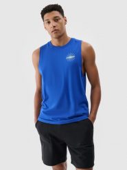 4F Tank top regular z nadrukiem męski - kobaltowy XL. Niebieskie koszulki sportowe męskie 4f, m, bez wzorów, z bawełny, klasyczne, bez kołnierzyka. W wyprzedaży za 39.99 zł.