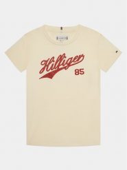 Tommy Hilfiger T-Shirt Hilfiger Script Tee S/S KG0KG07718 Écru Regular Fit. T-shirty i topy dla dziewczynek Tommy Hilfiger, bez wzorów, z bawełny, bez ramiączek. Za 89.99 zł.