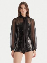 Bardot Kombinezon Daveen 60089PB Czarny Regular Fit. Czarne sukienki damskie Bardot, bez wzorów, z syntetyku, bez kołnierzyka, bez ramiączek. Za 689.99 zł.