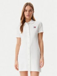Tommy Jeans Sukienka codzienna Badge DW0DW20302 Écru Regular Fit. Sukienki damskie Tommy Jeans, na co dzień, xxs, bez wzorów, z bawełny, bez kołnierzyka, bez ramiączek, koszulowe. Za 279.99 zł.