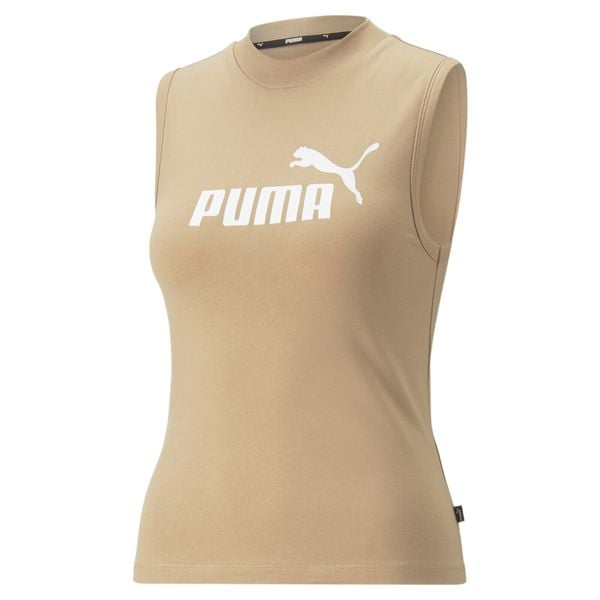 Koszulka Kobieta Puma Ess Slim Logo beżowy. Brązowe obuwie sportowe damskie Puma, bez wzorów, na fitness i siłownię. W wyprzedaży za 90.60 zł.