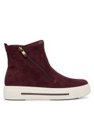 Caprice Botki 9-25451-45 Bordowy. Czerwone botki damskie Caprice, ze skóry, bez obcasa, na płaskiej podeszwie, bez zapięcia. Za 589.99 zł.