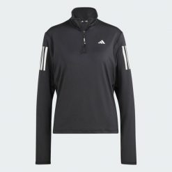 Kurtka Own the Run Half-Zip. Czarne kurtki damskie Adidas, s, bez wzorów, z elastanu, bez kaptura, do biegania. Za 149.99 zł.