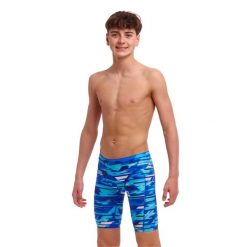 Spodenki FUNKY TRUNKS Pace Racer - jammery chłopięce 140-152cm/10/UK26. Niebieskie szorty dla chłopców FUNKY TRUNKS, bez wzorów, sportowe. Za 199.00 zł.