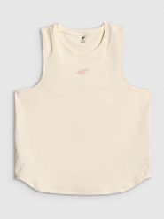 4F Top treningowy regular szybkoschnący damski - biały L. Białe koszulki sportowe damskie 4f, l, bez wzorów, z materiału, bez kołnierzyka. Za 99.99 zł.