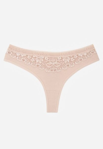Beżowe Majtki Typu Stringi z Bawełną i Koronką Zeliche. Brązowe stringi damskie Renee, l, z aplikacjami, z bawełny. Za 4.99 zł.
