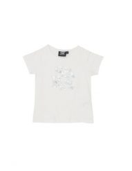 Błyszcząca koszulka dziewczęca z krótkim rękawem. Białe t-shirty i topy dla dziewczynek LEONE 1947 APPAREL, bez wzorów, z bawełny, bez ramiączek. Za 42.06 zł.