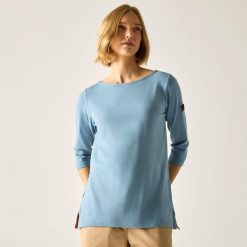 Damska koszulka Pevia z rękawem 3/4 i luźnym krojem. Białe t-shirty damskie Regatta, m, bez wzorów, z bawełny, bez kołnierzyka. Za 80.00 zł.