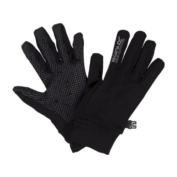 Rękawiczki Dziecięce Lekkie Grippy II. Czarne rękawiczki dziecięce Regatta, bez wzorów, z materiału. Za 73.99 zł.