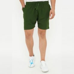 Bawełniane szorty sportowe męskie F7 ciemnozielone. Zielone krótkie spodenki sportowe męskie Legea, m, bez wzorów, z bawełny. Za 68.00 zł.