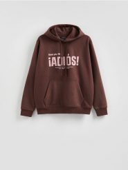 Bluza z nadrukiem - bordowy. Czerwone bluzy męskie Reserved, l, bez wzorów, z bawełny, bez kaptura. Za 149.99 zł.