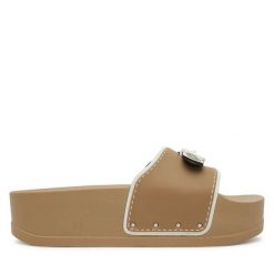 Klapki Scholl. Brązowe klapki damskie Scholl, bez wzorów, bez obcasa. Za 179.99 zł.