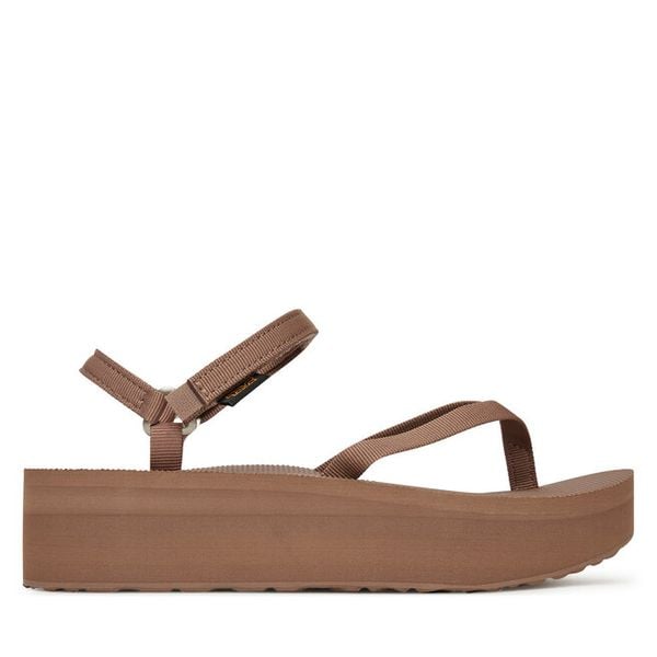 Sandały Teva. Brązowe sandały damskie Teva, bez wzorów, bez obcasa, na koturnie, bez zapięcia. Za 249.99 zł.