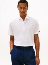 Tommy Hilfiger Tailored koszulka polo z lnu Mężczyźni Bawełna biały, XXL. Białe koszulki polo męskie Tommy Hilfiger Tailored, na lato, m, bez wzorów, z bawełny, bez ramiączek. Za 429.95 zł.