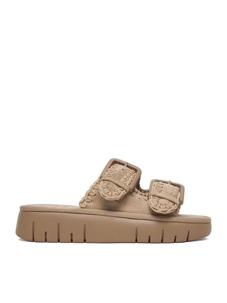 Roxy Klapki CWBEOB-HY62277-10 Beżowy. Brązowe klapki damskie Roxy, bez wzorów, z materiału, bez obcasa. Za 179.99 zł.