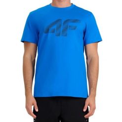 Koszulka męska 4F - bawełniany T-shirt, regular fit. Niebieskie t-shirty męskie 4f, m, bez wzorów, z bawełny, klasyczne, bez kołnierzyka. Za 59.99 zł.