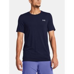 Koszulka Under Armour Vanish Seamless. Niebieskie koszulki sportowe męskie Under Armour, bez wzorów, bez kołnierzyka, bez ramiączek, do biegania. Za 139.99 zł.