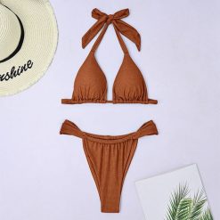 Bikini wiązane z regulowanymi ramiączkami na plażę i basen Deena. Niebieskie bikini damskie Intica, na lato, m, bez wzorów. Za 149.00 zł.