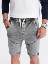 Krótkie spodenki męskie jeansowe - szare V4 - Rozmiar: M. Szare szorty męskie Ombre Clothing, m, bez wzorów, z bawełny. W wyprzedaży za 49.99 zł.