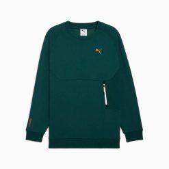 Bluza męska Puma PUMATECH RELAXED CREW FL zielona r L. Zielone bluzy męskie Puma, l, bez wzorów, z bawełny, bez kaptura. Za 254.86 zł.