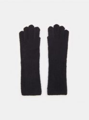 Rękawiczki - czarny. Czarne rękawiczki damskie Sinsay, bez wzorów, z dzianiny. Za 25.99 zł.