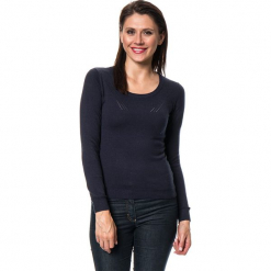 Sweter w kolorze granatowym. Niebieskie swetry damskie Assuili, z kaszmiru, z okrągłym kołnierzem. W wyprzedaży za 136.95 zł.
