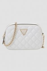 GUESS Biała damska torebka Giully II. Białe kopertówki damskie Guess, z aplikacjami, ze skóry, eleganckie, bez dodatków. W wyprzedaży za 422.99 zł.