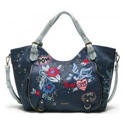 Desigual Torebka Damska Denim Flowers Rotterd Ciemnoniebieska. Szare torby na ramię damskie Desigual. Za 350.00 zł.