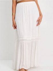 Spódnica maxi z falbaną - biały. Białe spódnice damskie Sinsay, l, bez wzorów, maxi. Za 49.99 zł.