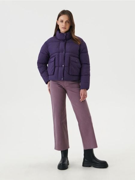 Pikowana kurtka puffer - fioletowy. Fioletowe kurtki damskie Sinsay, l, bez wzorów, bez kaptura. Za 119.99 zł.