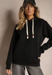 Czarna Casualowa Bluza z Dodatkiem Bawełny Kapturem i Ozdobnymi Sznurkami Feseraria. Czarne bluzy damskie Renee, l, bez wzorów, z bawełny. Za 89.99 zł.